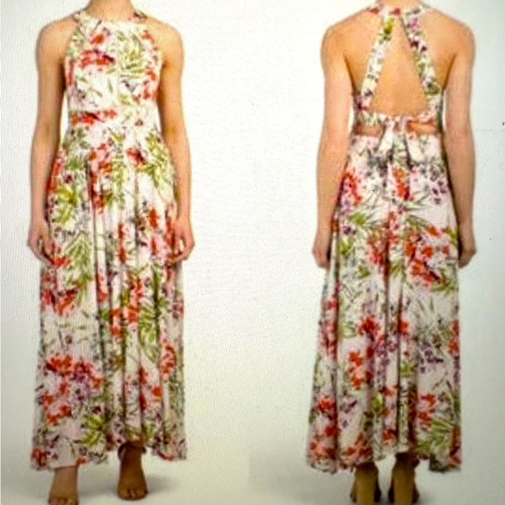 Abel the label floral maxi dress with open back